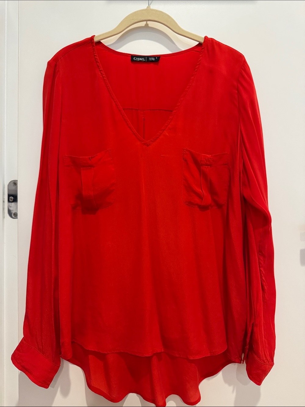 Gypsy 05 Red V-Neck Long-Sleeve Blouse